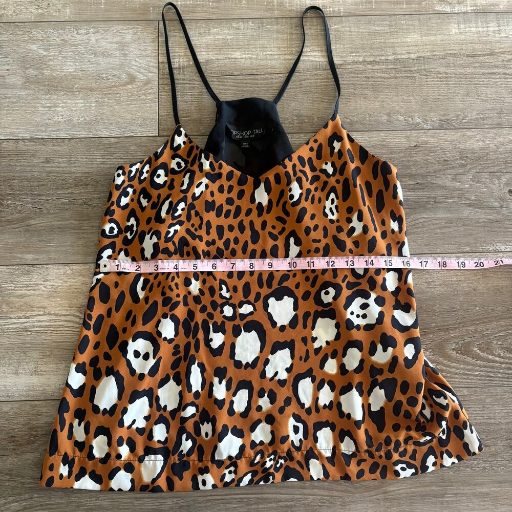 TOPSHOP Tall Cheetah Camisole‎ Top Women's Size 8 Spaghetti Strap Y2K Baddie - Picture 4 of 8
